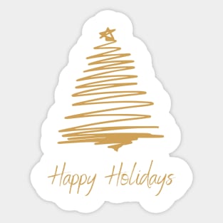 Happy holidays, golden tree, Merry Christmas, Christmas tree, text, christmas wishes, simple wishes Sticker